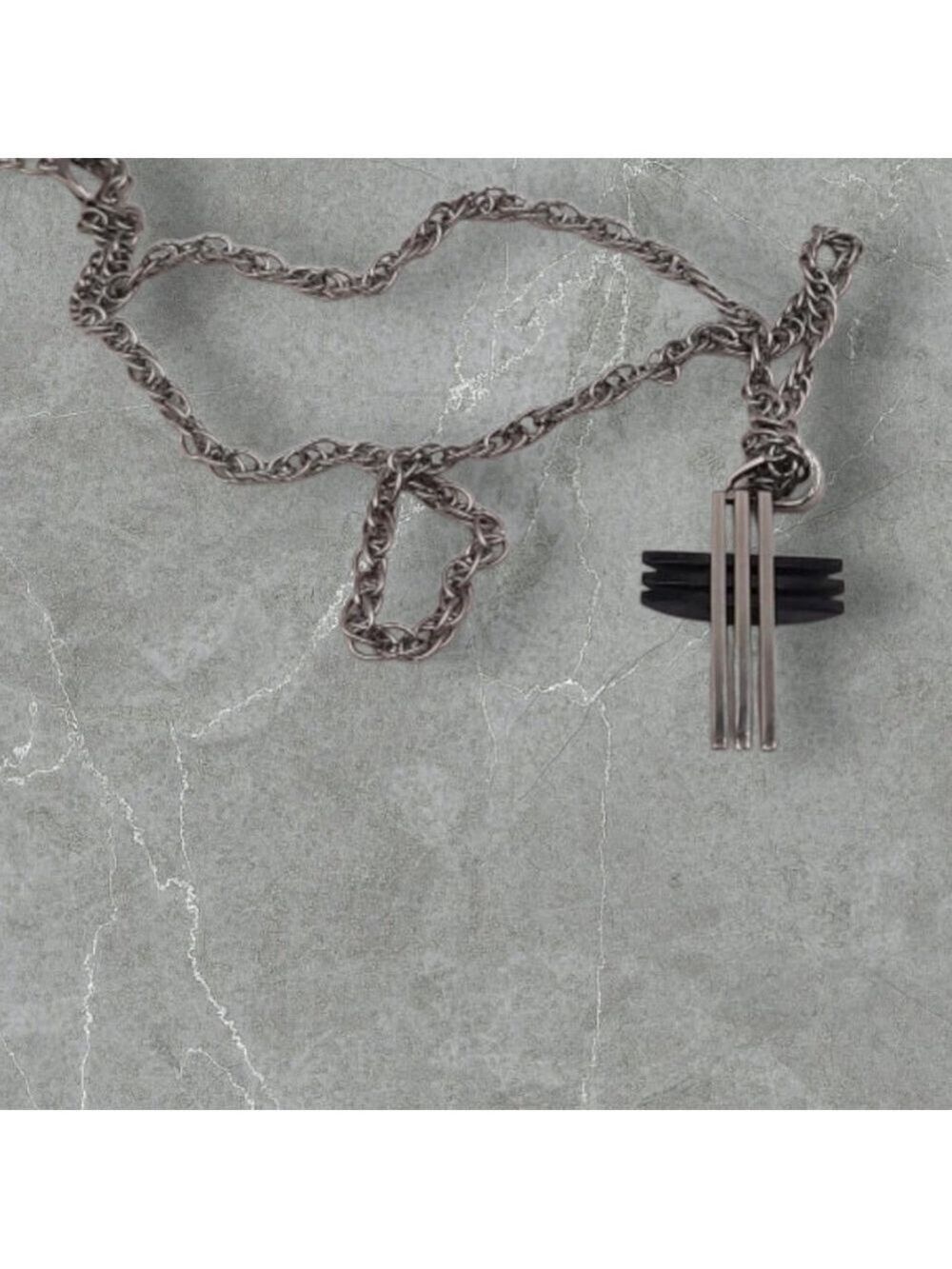 Chrome & Black Enameled Cross Necklace